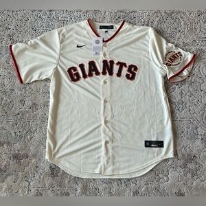 Nike Authentic San Francisco Giants Cream MLB Baseball with Patch Jersey Mens XL